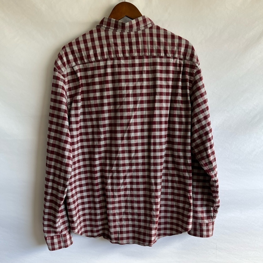 Men's Red & Grey Plaid Button Down Shirt - Picture 7 of 8